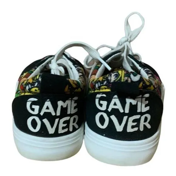 Nintendo Super Mario 2020 Game Over Lace Up Boys Shoes Sz 2