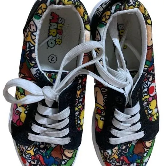 Nintendo Super Mario 2020 Game Over Lace Up Boys Shoes Sz 2