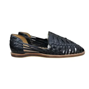 Nisolo Mens Huarache Sandals Black Leather Woven Slip On Casual Shoes Size 11.5