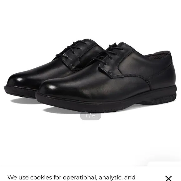 Nunn Bush Marvin St Black Leather Slip Resistant Oxford Shoes | Size 12