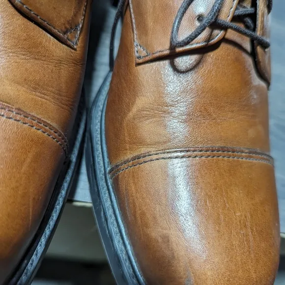 NUNN BUSH Mens Shoes Size 9M Lace Up Cognac Leather Maxwell Oxford Comfort Gel