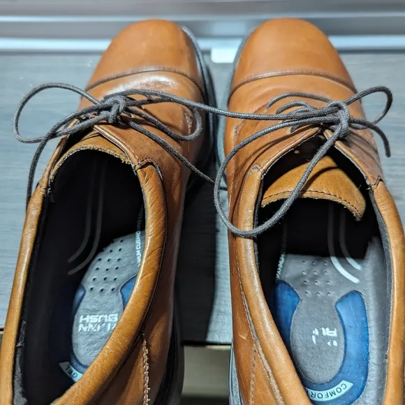 NUNN BUSH Mens Shoes Size 9M Lace Up Cognac Leather Maxwell Oxford Comfort Gel