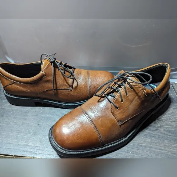 NUNN BUSH Mens Shoes Size 9M Lace Up Cognac Leather Maxwell Oxford Comfort Gel