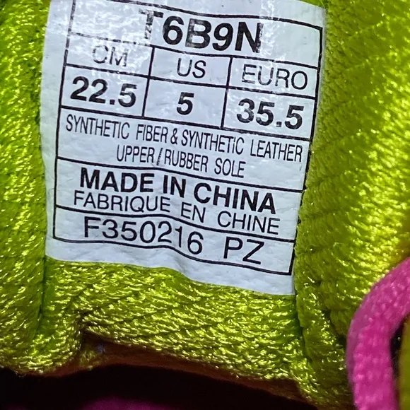 NWOB Asics women's running shoes gel surveyor 5 blue pink lime size 5 T6B9N