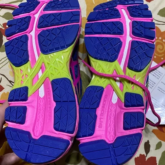 NWOB Asics women's running shoes gel surveyor 5 blue pink lime size 5 T6B9N