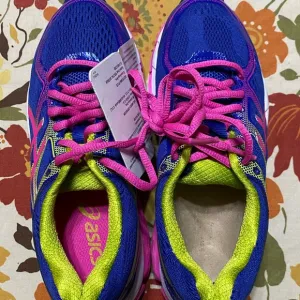 NWOB Asics women's running shoes gel surveyor 5 blue pink lime size 5 T6B9N