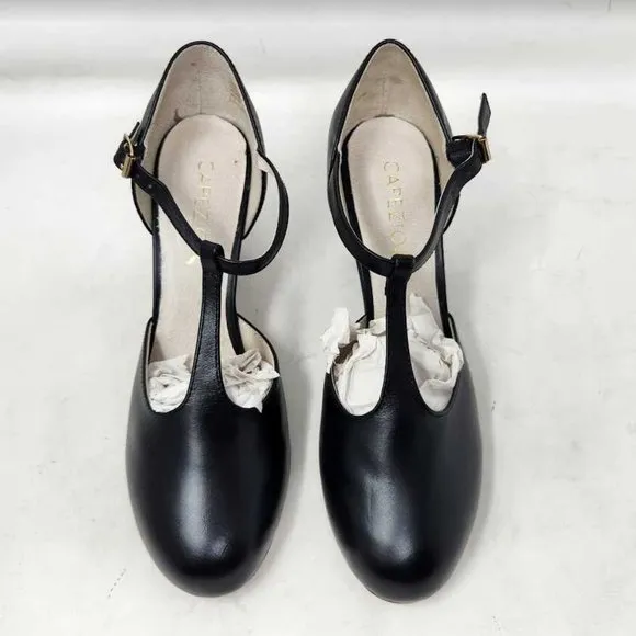 NWOB women's 9W Capezio Chorus t-strap black dance character shoes 9 Wide