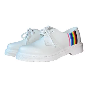NWOT DR MARTENS New 27522 White Smooth Leather Pride Oxford Shoes