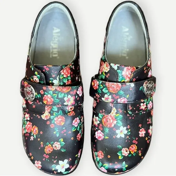 NWT Alegria Joleen Floral Blossom Clog Shoes. Size 39. Wide Insoles.