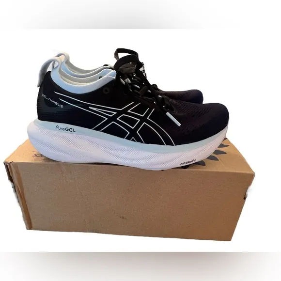 NWT ASICS Women’s Gel-Nimbus 25 Running Shoes in Black/Reborn Blue in size 6