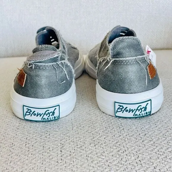 NWT Blowfish Malibu Mars 7.5 Distressed Grey No shoelaces Memory foam Sneakers