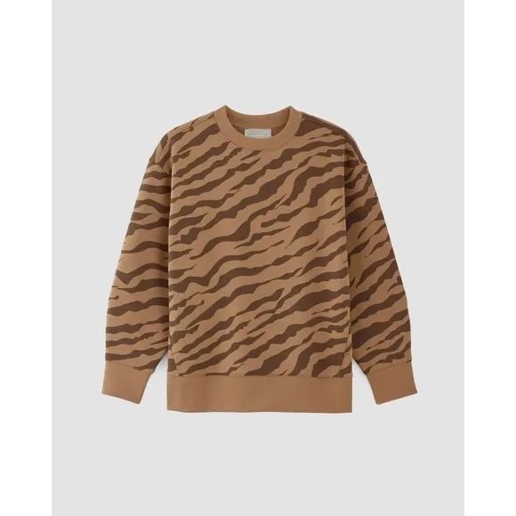 NWT Everlane Sweater Oversized Crew Alpaca Tiger Stripe Women's Size Medium ECO