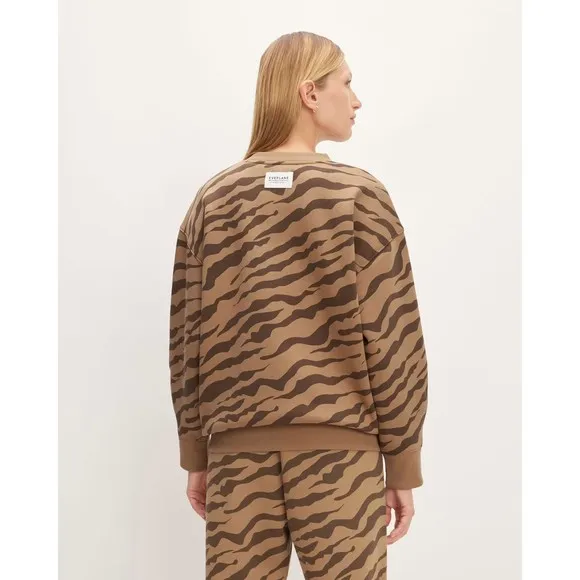NWT Everlane Sweater Oversized Crew Alpaca Tiger Stripe Women's Size Medium ECO