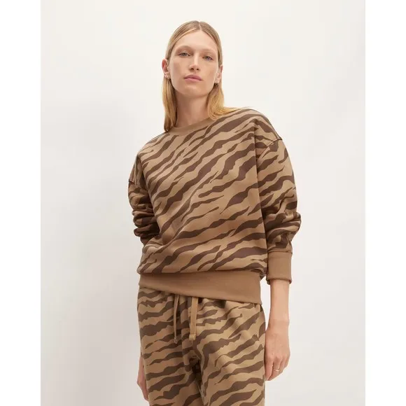 NWT Everlane Sweater Oversized Crew Alpaca Tiger Stripe Women's Size Medium ECO
