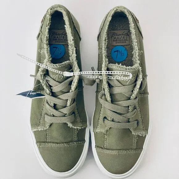 NWT Gorgeous Blowfish Malibu 7.5 Olive Green Sherpa Lined Memory foam Sneakers