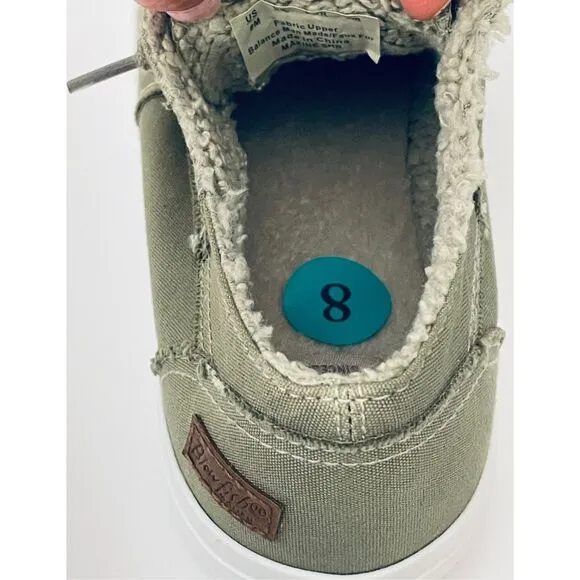 NWT Gorgeous Blowfish Malibu 7.5 Olive Green Sherpa Lined Memory foam Sneakers