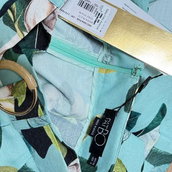 NWT PatBO Magnolia Floral Belted Shorts Size US size 6