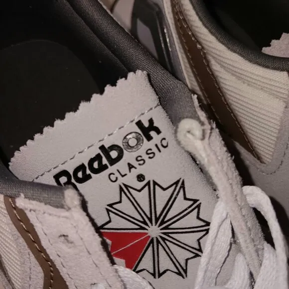 NWT ~ REEBOK CL LEGACY AZ Men's Size 6.5 White Light Grey and Brown 👟❤️