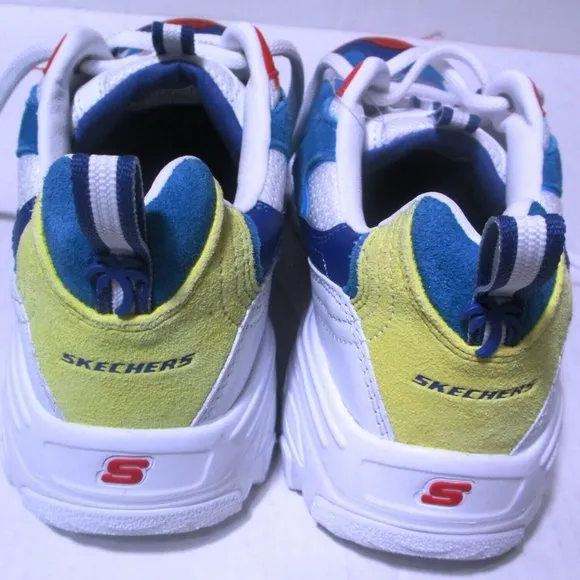 NWT Skechers D'Lites Mens 7.5M Suede Sneakers Red White Blue RARE