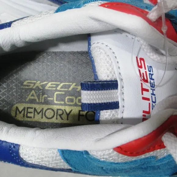 NWT Skechers D'Lites Mens 7.5M Suede Sneakers Red White Blue RARE