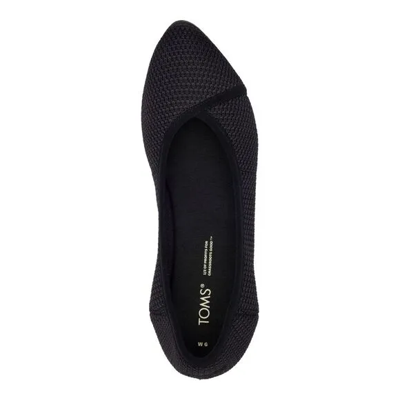 NWT TOMS Womens Black Knit Cushioned Katie Pointed Toe Slip On Flats Shoes 7.5