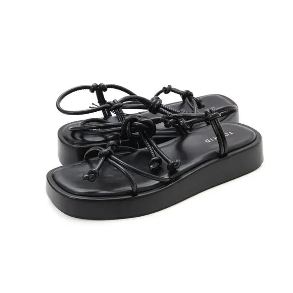 nwt torrid sandals ankle strappy platform shoes summer black 8 WW (EXTRA WIDE)