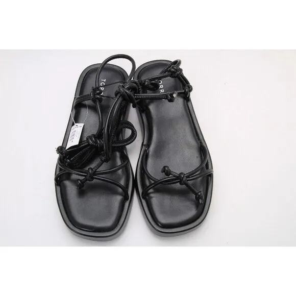 nwt torrid sandals ankle strappy platform shoes summer black 8 WW (EXTRA WIDE)