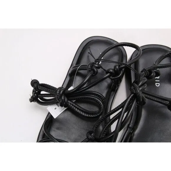 nwt torrid sandals ankle strappy platform shoes summer black 8 WW (EXTRA WIDE)