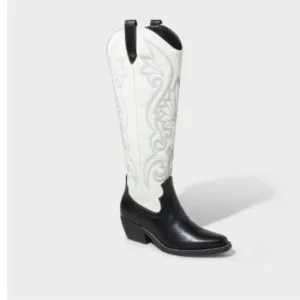NWT Wild Fable Tall Kenzi western cowboy boots White, 8 w/ Memory Foam Insole