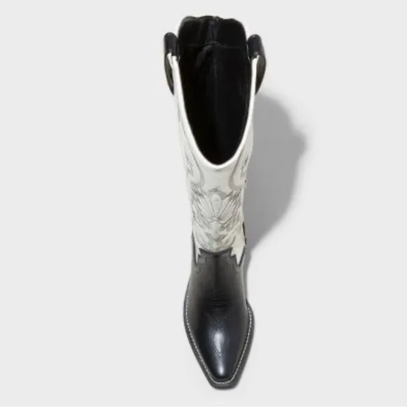 NWT Wild Fable Tall Kenzi western cowboy boots White, 8 w/ Memory Foam Insole