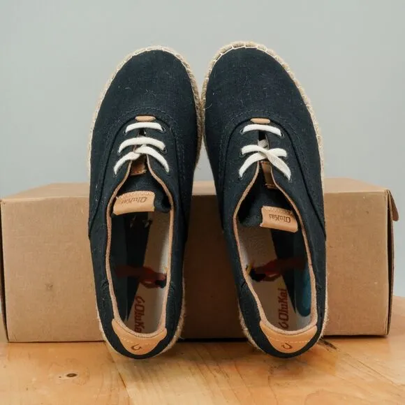 Olukai Kaula Pa‘a Li Paniolo Women's Size 7.5 Shoes Black Low Top Comfort Shoe