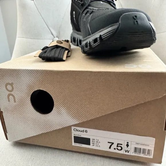 On Cloud 6 Women’s Various Sizes Running-Walking Shoe Black• Brand New In Box•