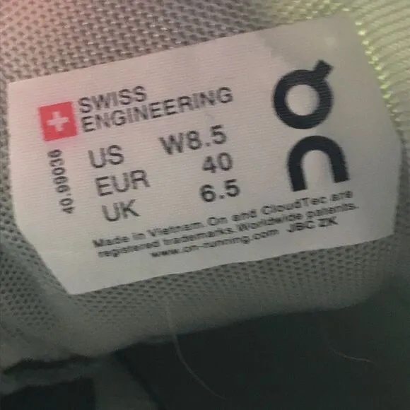 ON Cloud X White/Teal Swiss Engineering Running Shoes Women’s Size 8.5