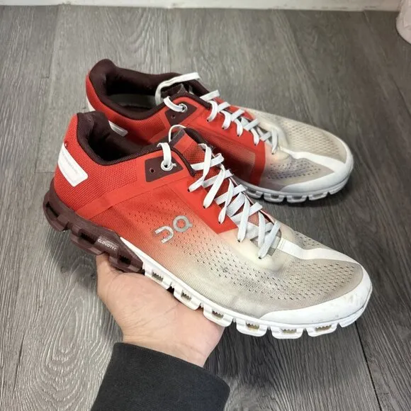 ON Cloudflow Running Shoes Sneakers Womens Size 10 US White Red