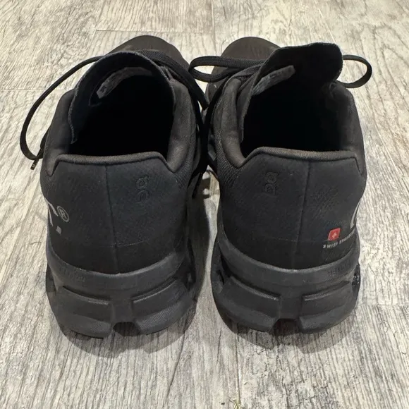 On cloudmonster black on black running shoes
