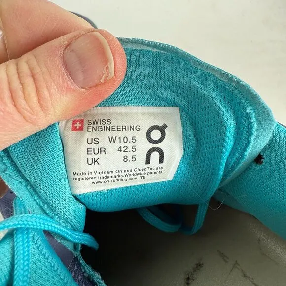 On Cloudsurfer Sneaker Women's 10.5 Blue Lace-Up Low Top Running Athletic Shoes
