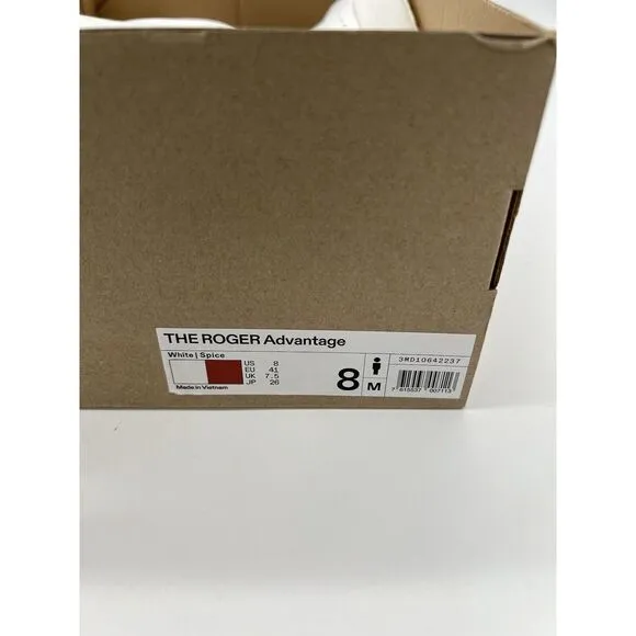 On Men's THE ROGER Advantage Shoes White/ Spice New With Box (No lid) Size 8