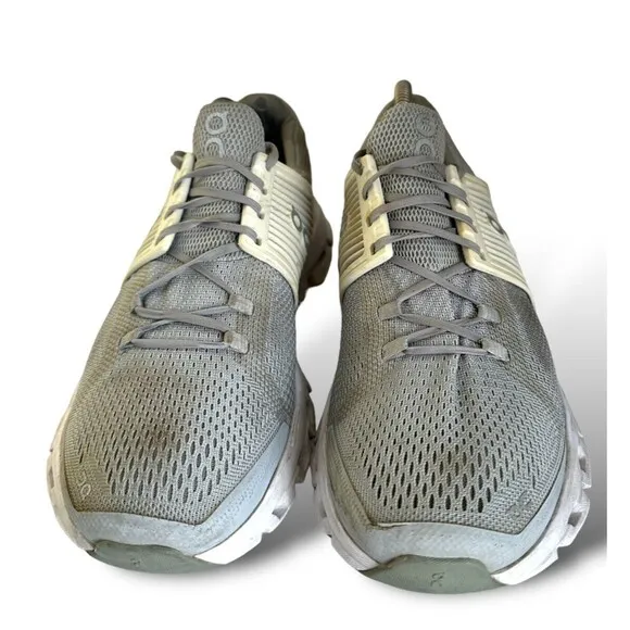 On Running Cloud Helion Womens Size 9 Gray White Running Shoes Cloudtec Swiss