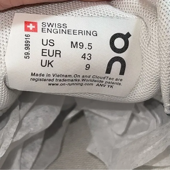 On Running  Man Shoes Size 9.5