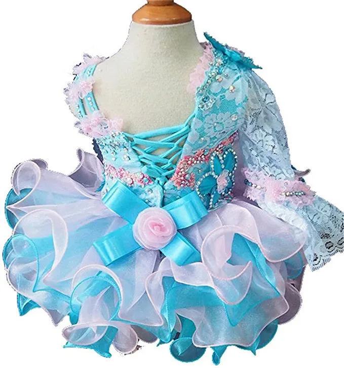 One Lace Sleeve Baby's Glitz Cupcake Pageant Dress For Birthday,Party
