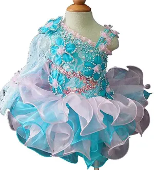 One Lace Sleeve Baby's Glitz Cupcake Pageant Dress For Birthday,Party
