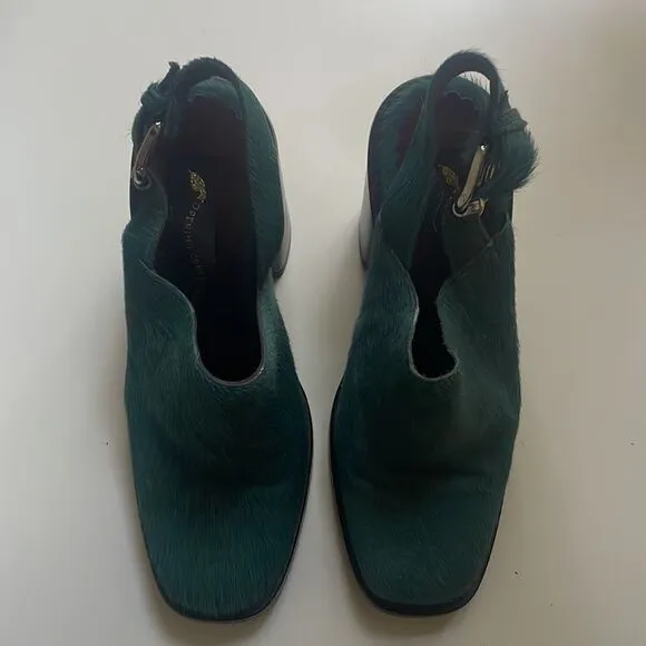 Opening Ceremony Luxor Heeled Buckle Shoes in Deer Teal Pony Hair - Size 8.5