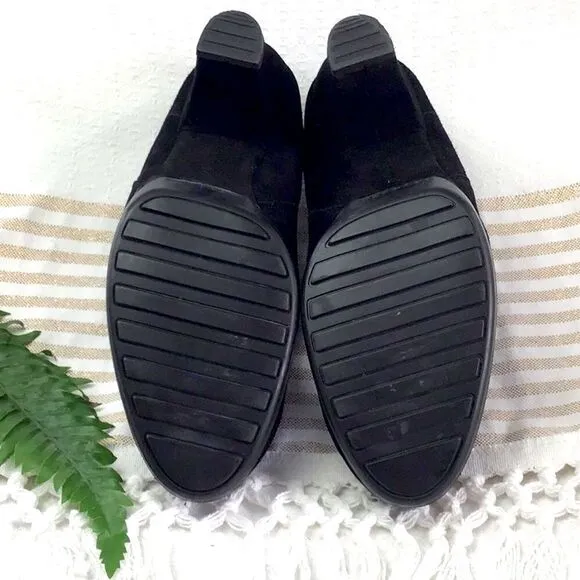 Paul Green Black Suede Slip On Heeled Booties