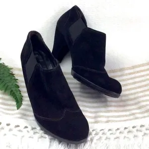 Paul Green Black Suede Slip On Heeled Booties