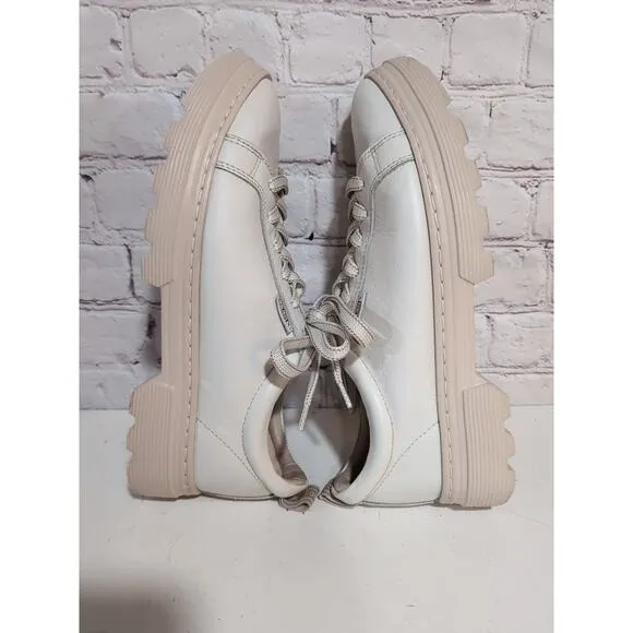 Pikolinos Asturias Beige Leather Sneakers Shoes Size 38 7-7.5 US EUC Lug Sole