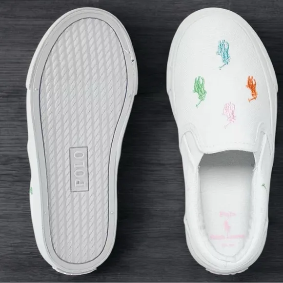 POLO RALPH LAUREN Keaton Slip-On Repeat Kids Sneakers White Multicolor Size 12
