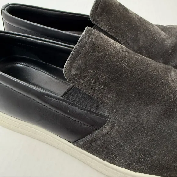 Prada Men's Leather Suede Slip-On Sneakers