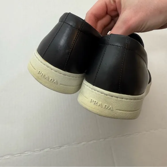 Prada Men's Leather Suede Slip-On Sneakers