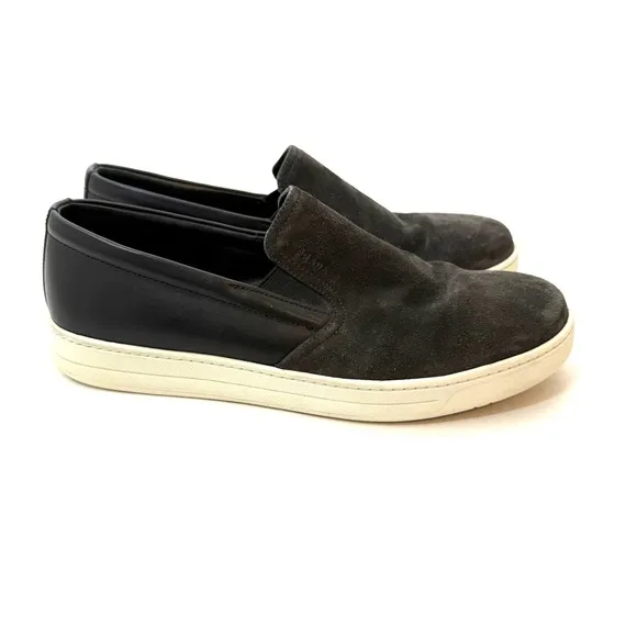 Prada Men's Leather Suede Slip-On Sneakers