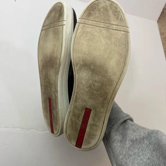 Prada Men's Leather Suede Slip-On Sneakers